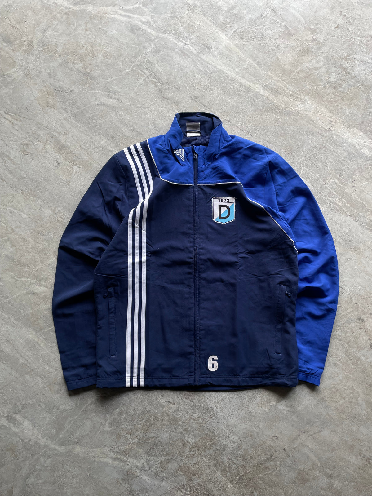 ADIDAS NAVY BLUE AND BLUE TRACK JACKET-