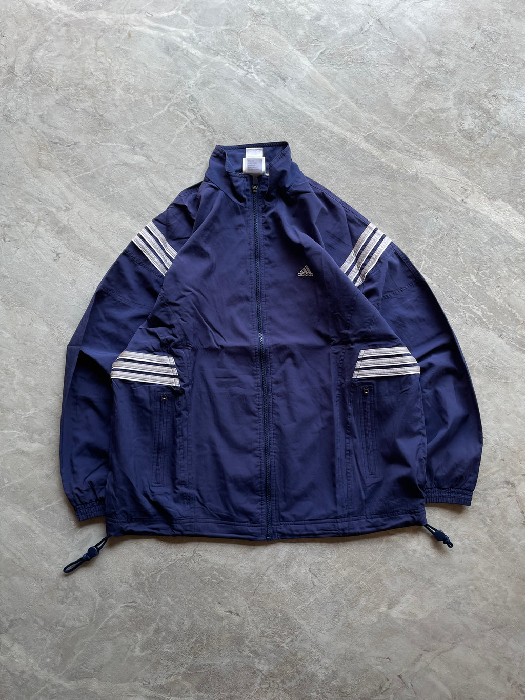 NAVY BLUE ADIDAS TRACK JACKET-L