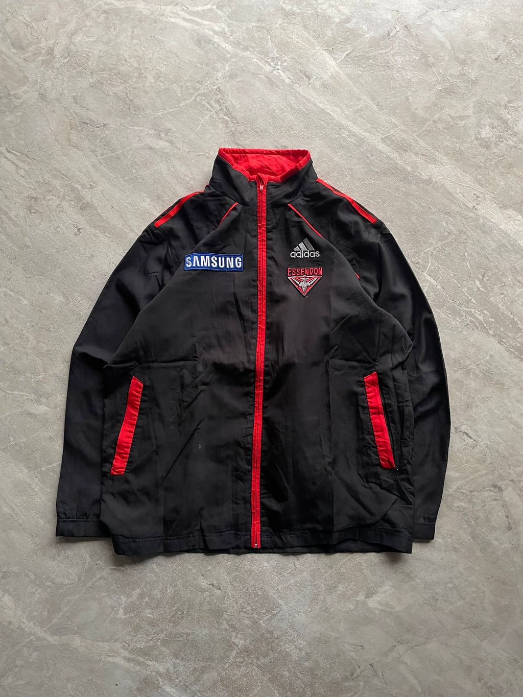 ADIDAS BLACK AND RED SAMSUNG THEMED JACKET-L