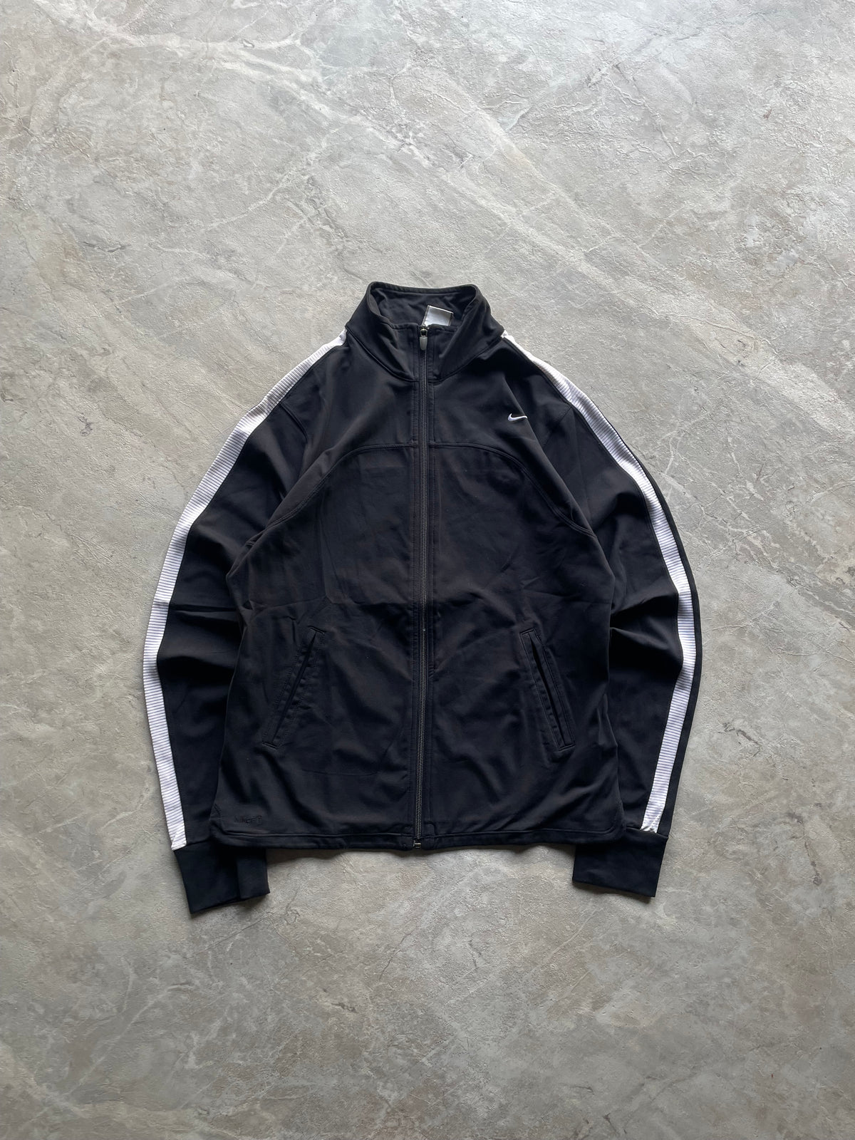 NIKE BLACK AND WHITE TRACK JACKET-XS