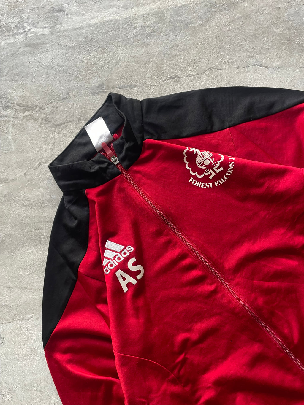 ADIDAS RED AND BLACK TRACK JACKET-M