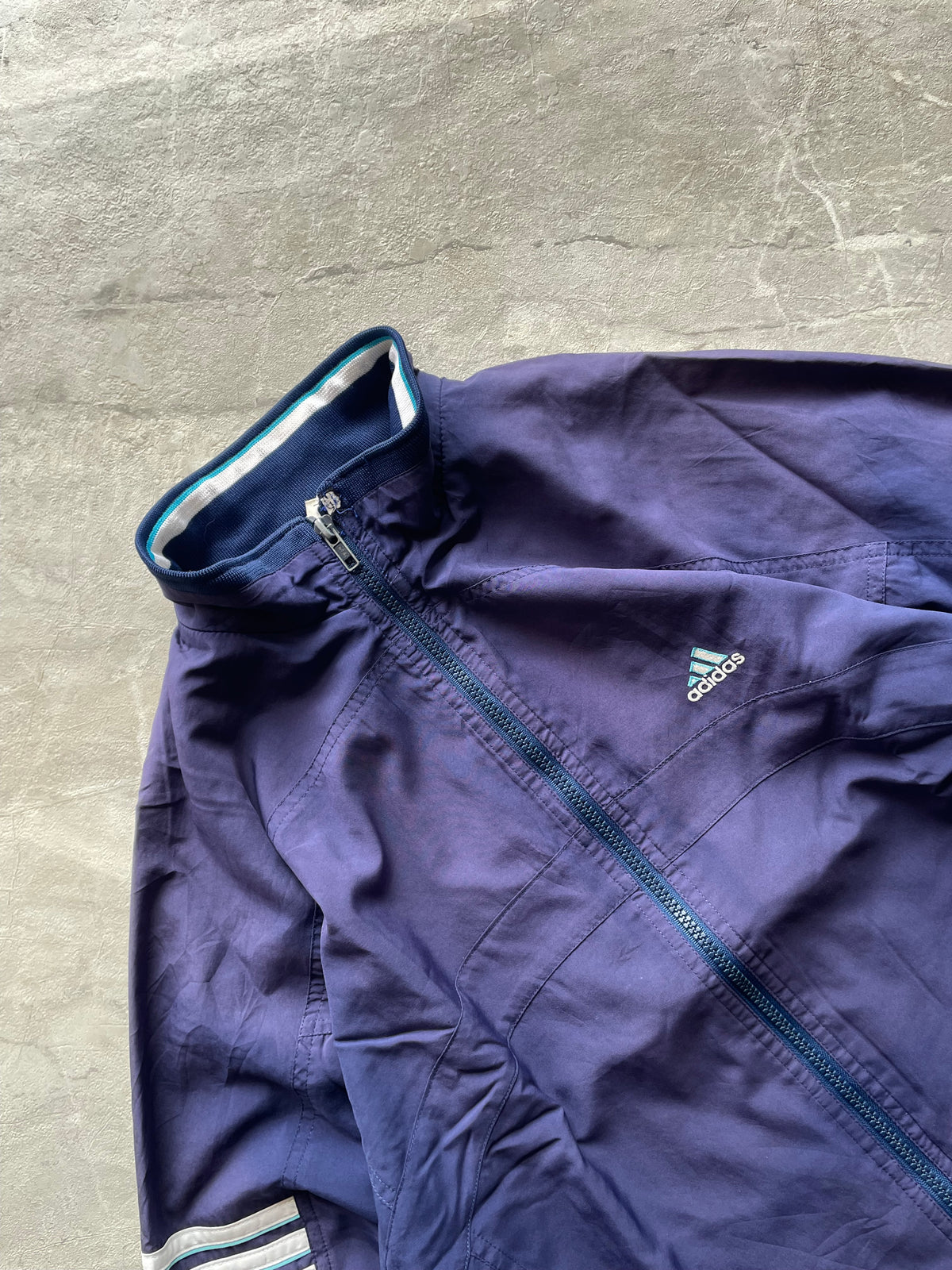 NAVY BLUE ADIDAS FULL-ZIP WINDBREAKER-M-L