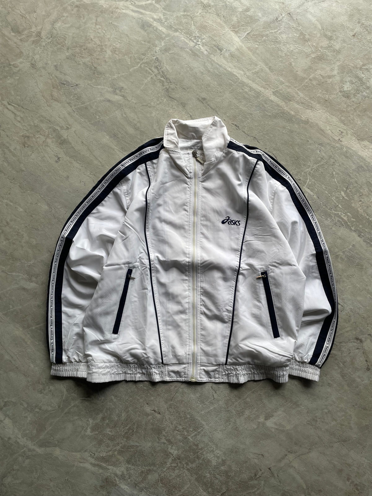 WHITE AND BLACK TRACK JACKET-L