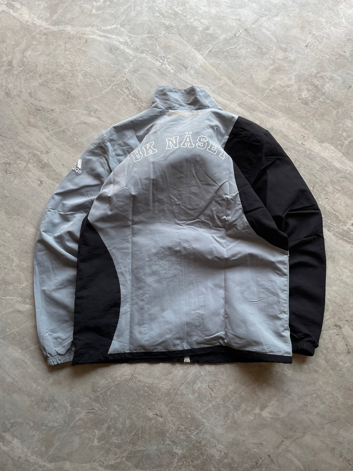 ADIDAS BLACK AND GREY TRACK JACKET-L