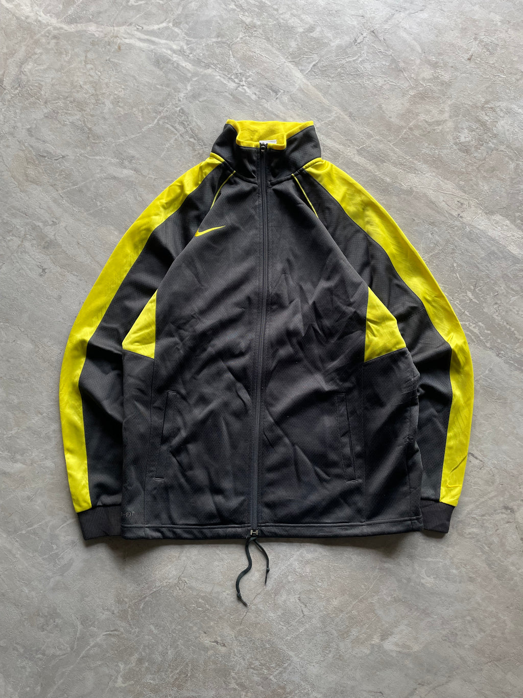 NIKE DARK GREY AND YELLOW TRACK JACKET-L