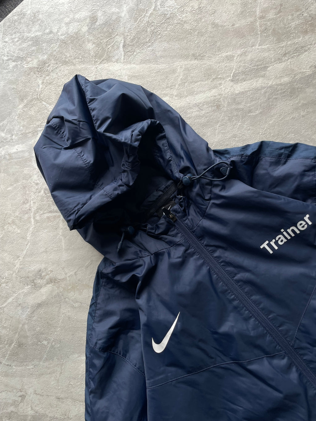 NAVY BLUE NIKE HOODED TRAINING JACKET-L-XL