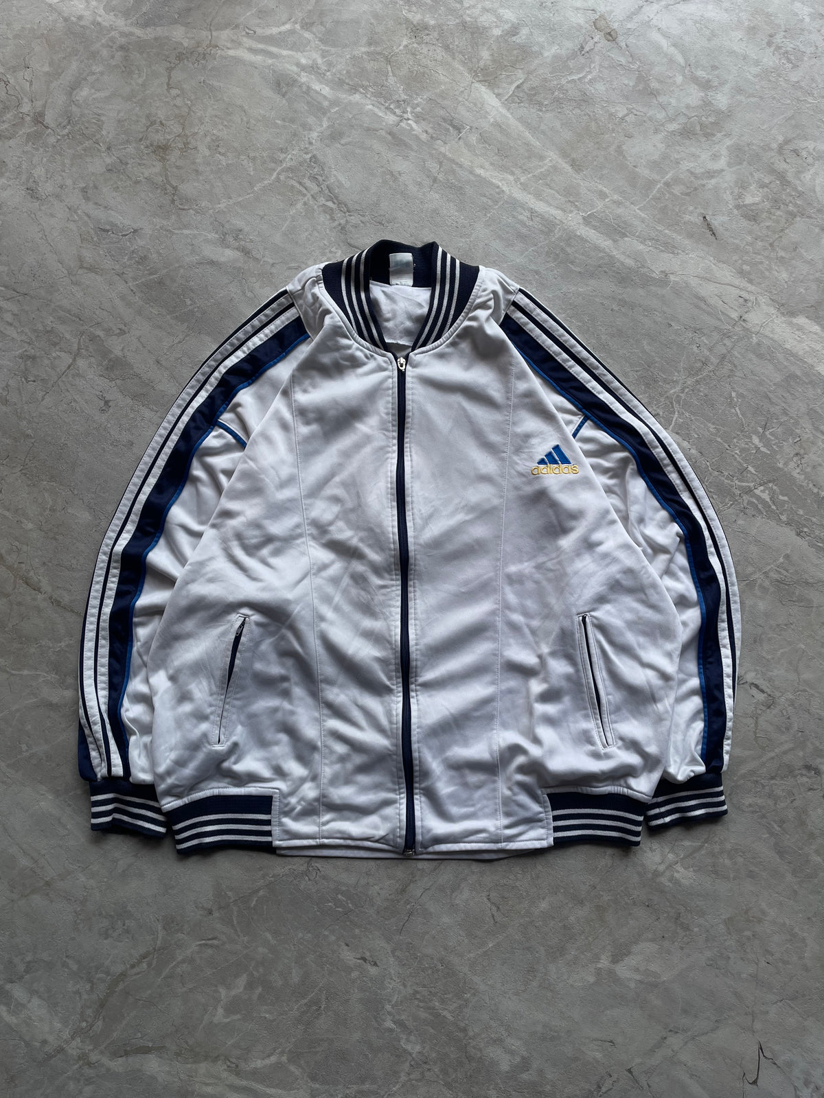 WHITE ADIDAS TEAMGIEST 2.0 TRACK TOP -L