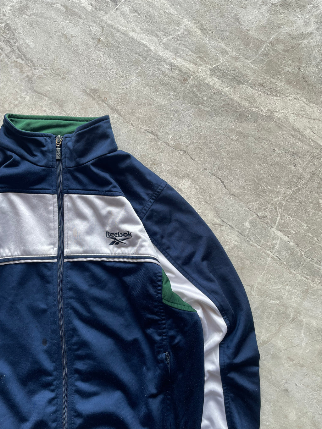 BLUE AND WHITE REEBOK JACKET-XS