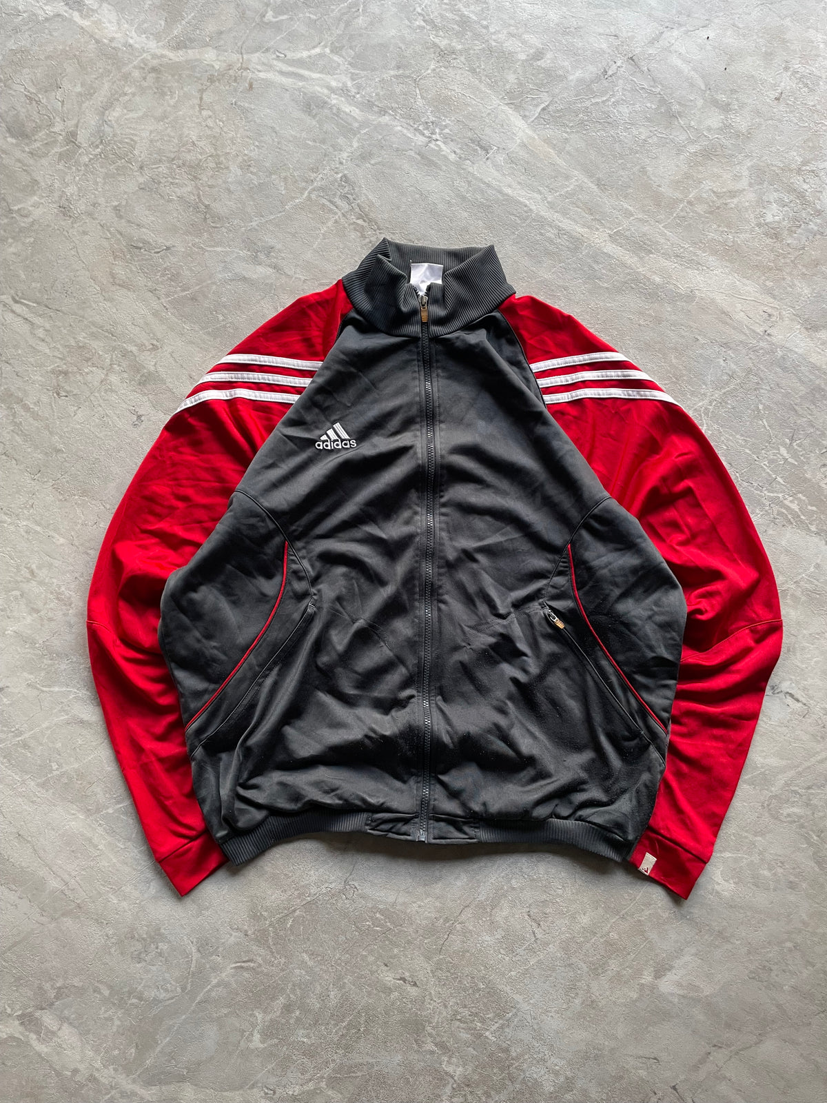 RED AND GREY ADIDAS TRACK JACKET-XL