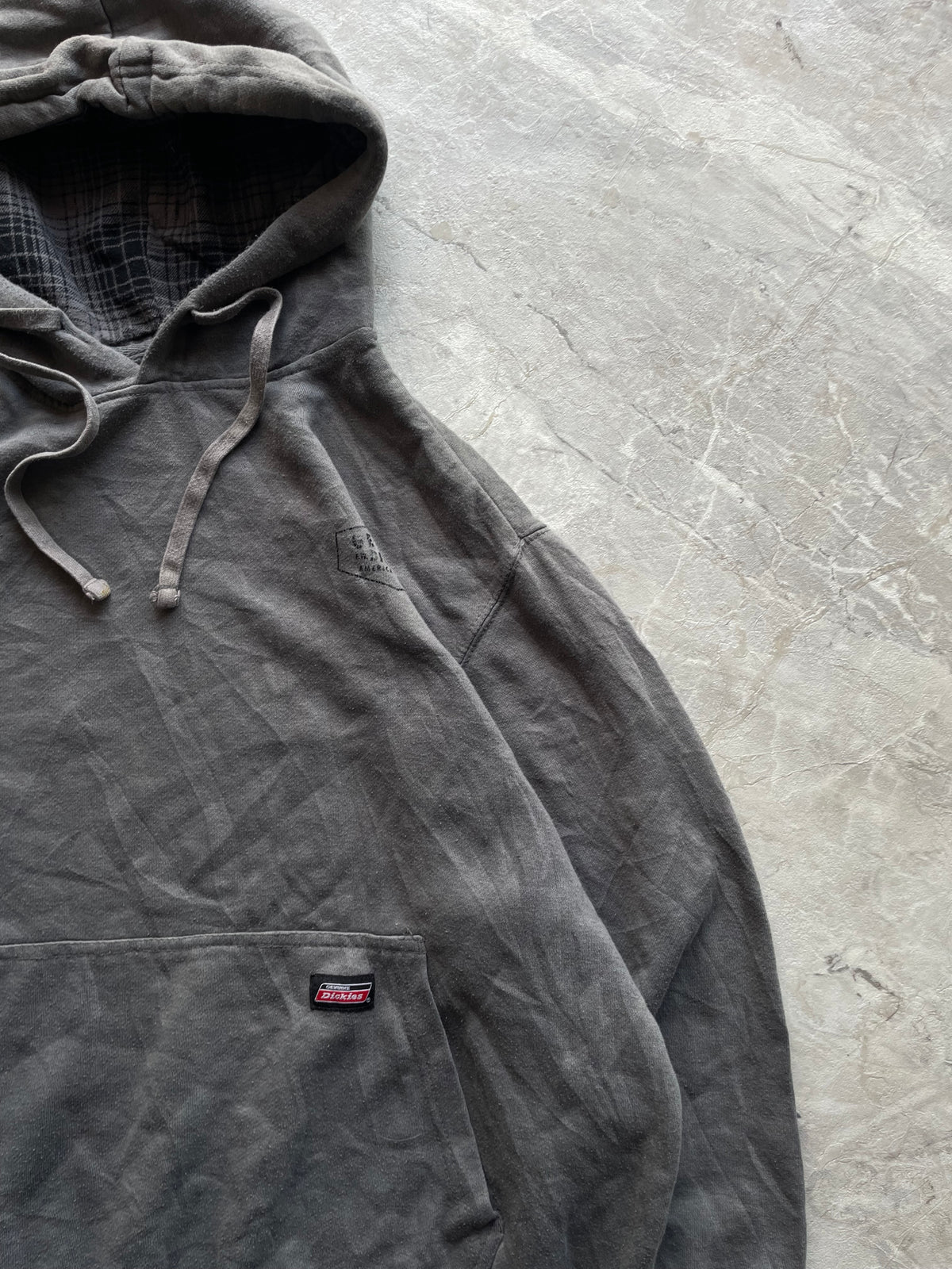 GREY DICKIES FLEECE PULLOVER HOODIE-L-XL