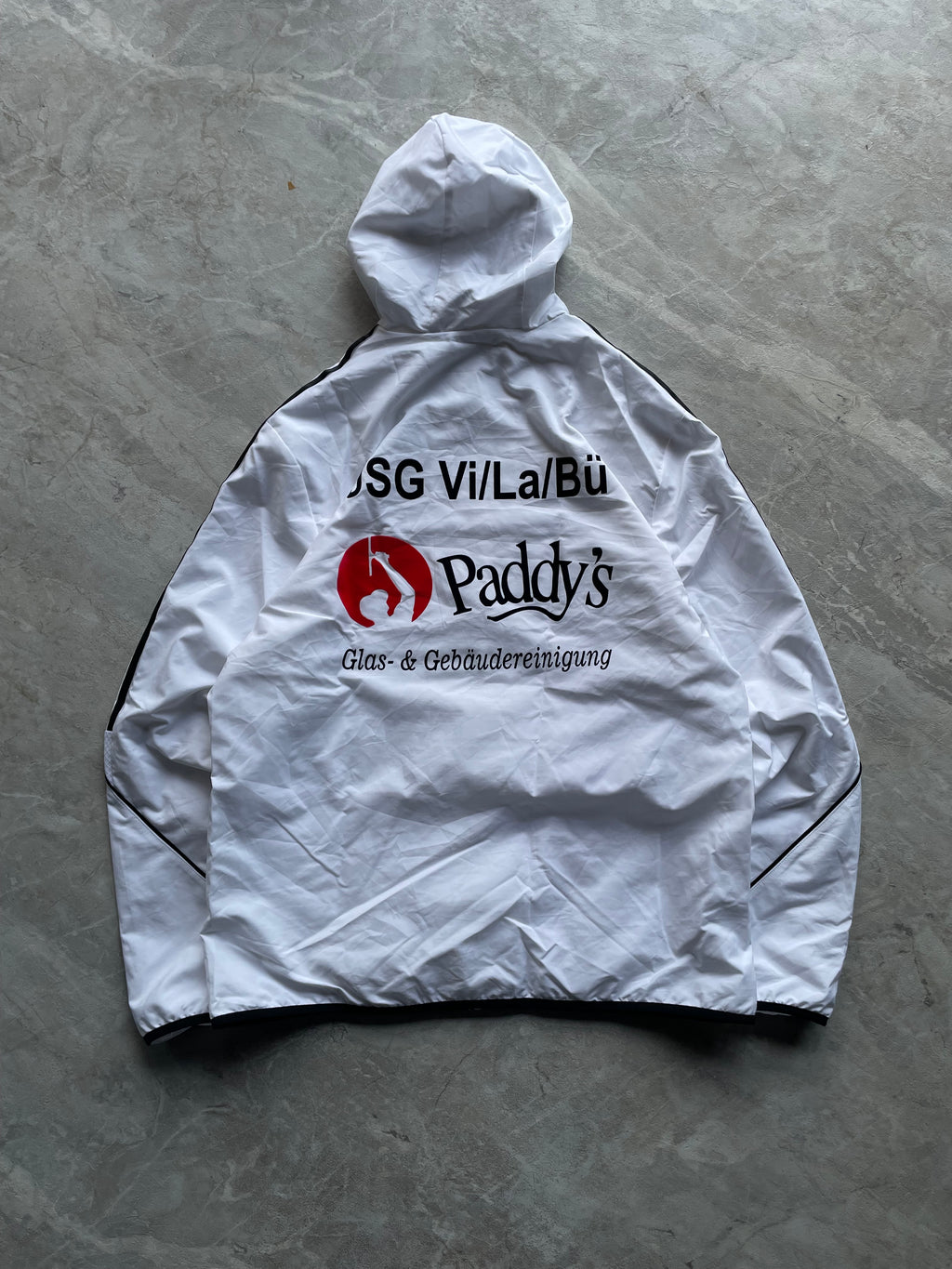 ADIDAS WHITE HOODIED TRACK JACKET-L-XL