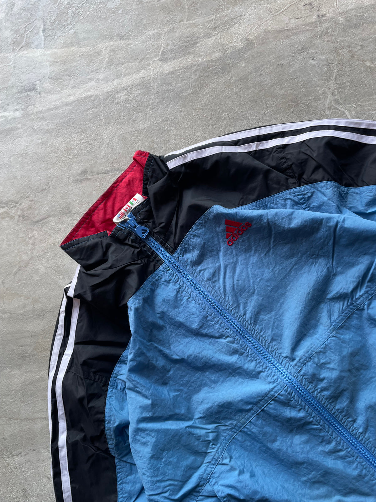 SKYBLUE AND BLACK  ADIDAS THREE LINED TRACK JACKET-M