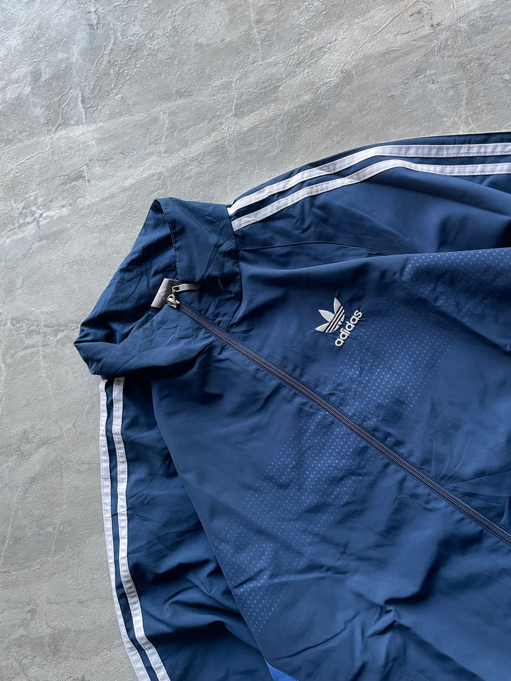 NAVY BLUE ADIDAS TRACK JACKET-L
