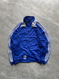WHITE AND BLUE ADIDAS TRACK JACKET-L