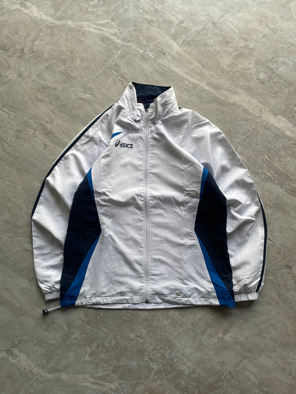 ASICS WHITE AND BLUE TEAMLINE TRACKSUIT JACKET-L