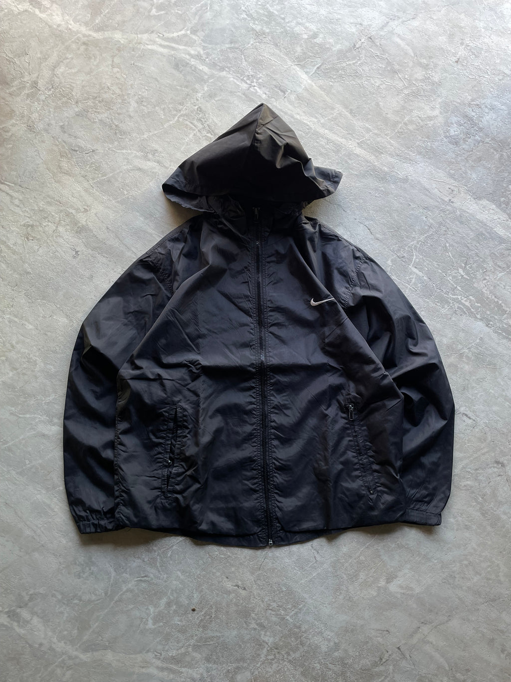BLACK NIKE HOODED JACKET-L