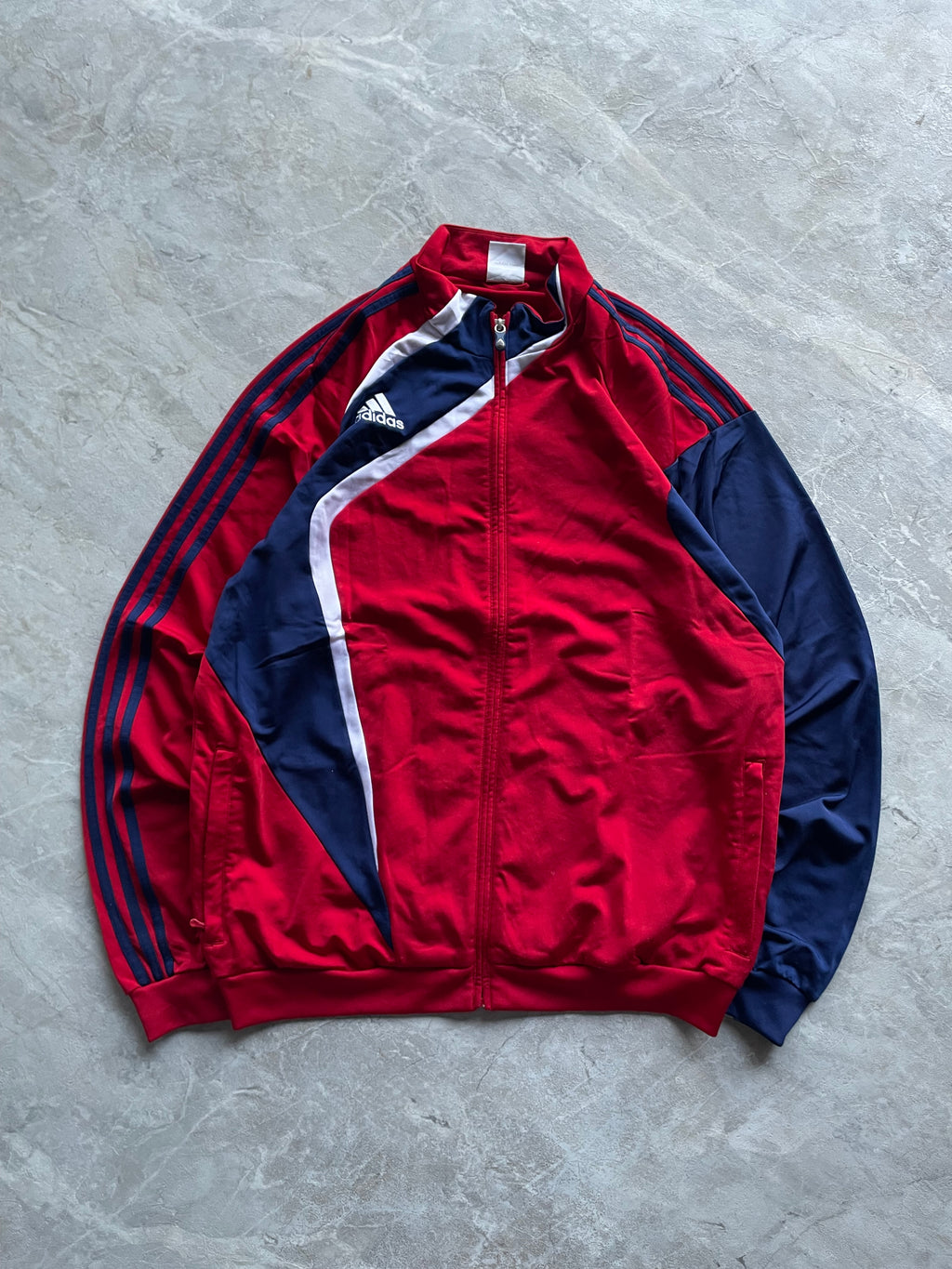 ADIDAS RED AND BLUE TRACK JACKET-XL
