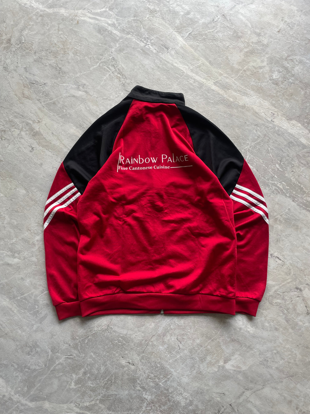 ADIDAS RED AND BLACK TRACK JACKET-M