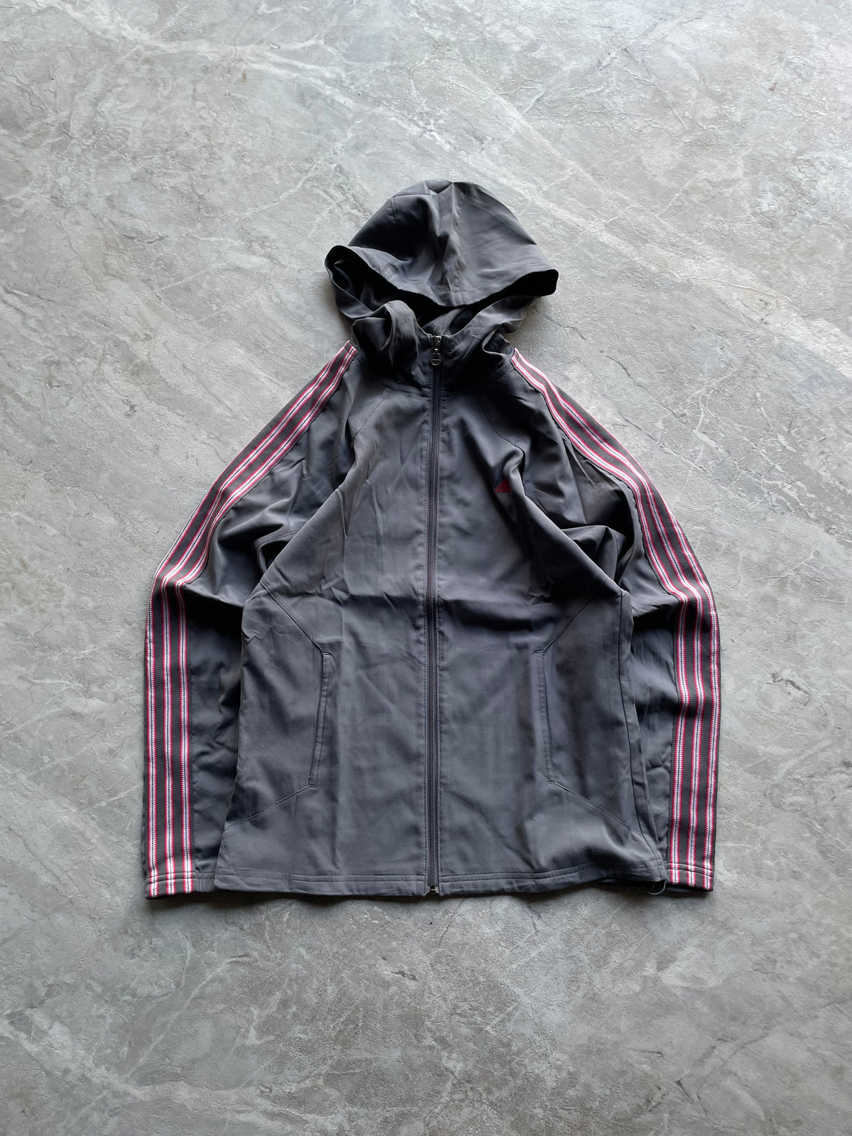 DARK GREY ADIDAS ZIP UP HOODIES-S
