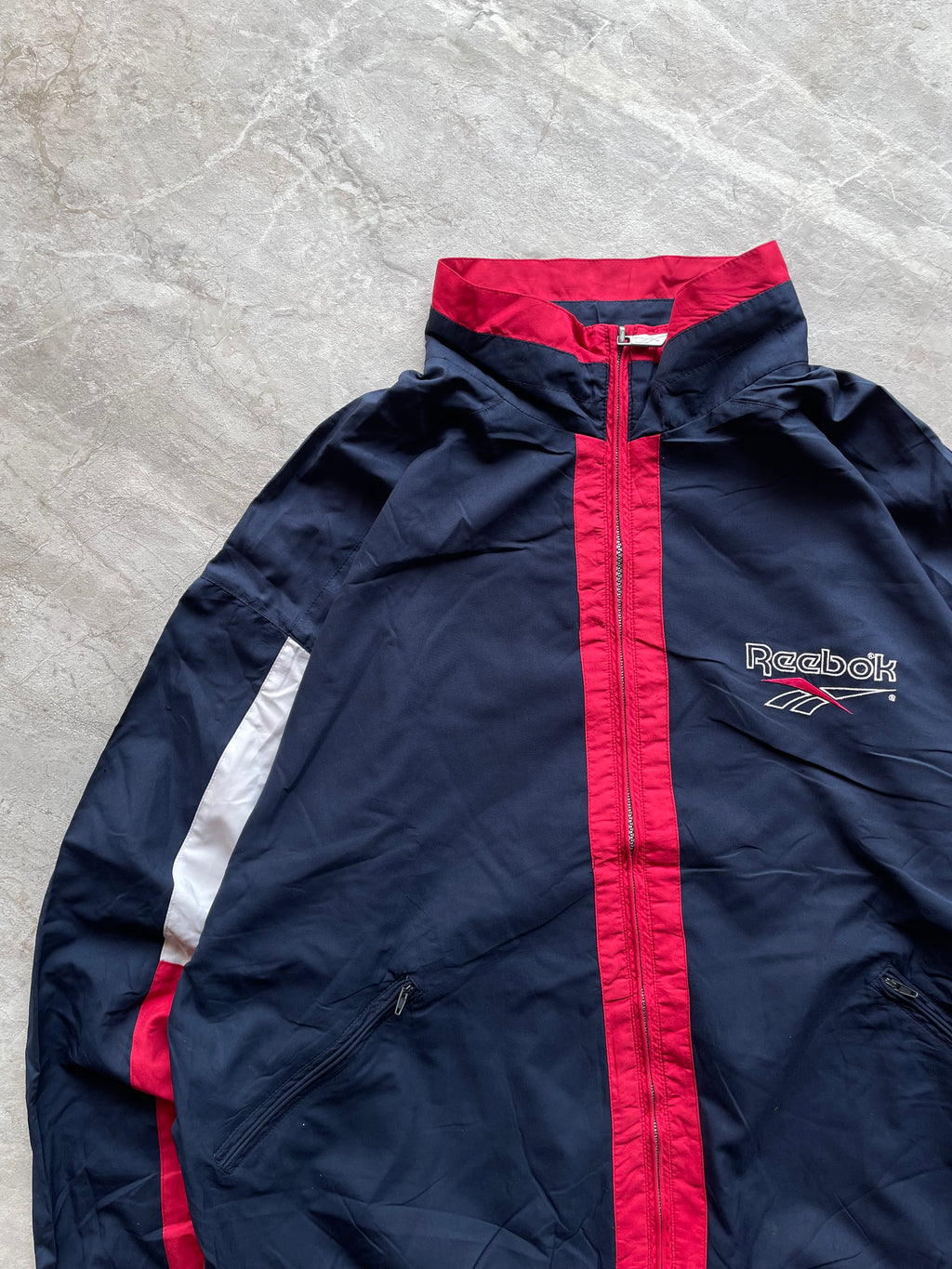VINTAGE 90s REEBOK WINDBREAKER TRACK JACKET-L