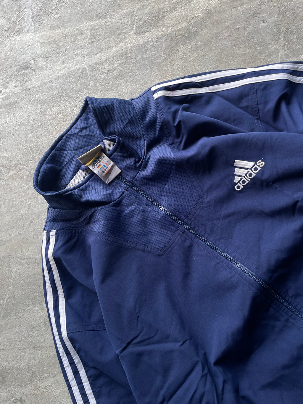 NAVY BLUE ADIDAS TRACK JACKET-L