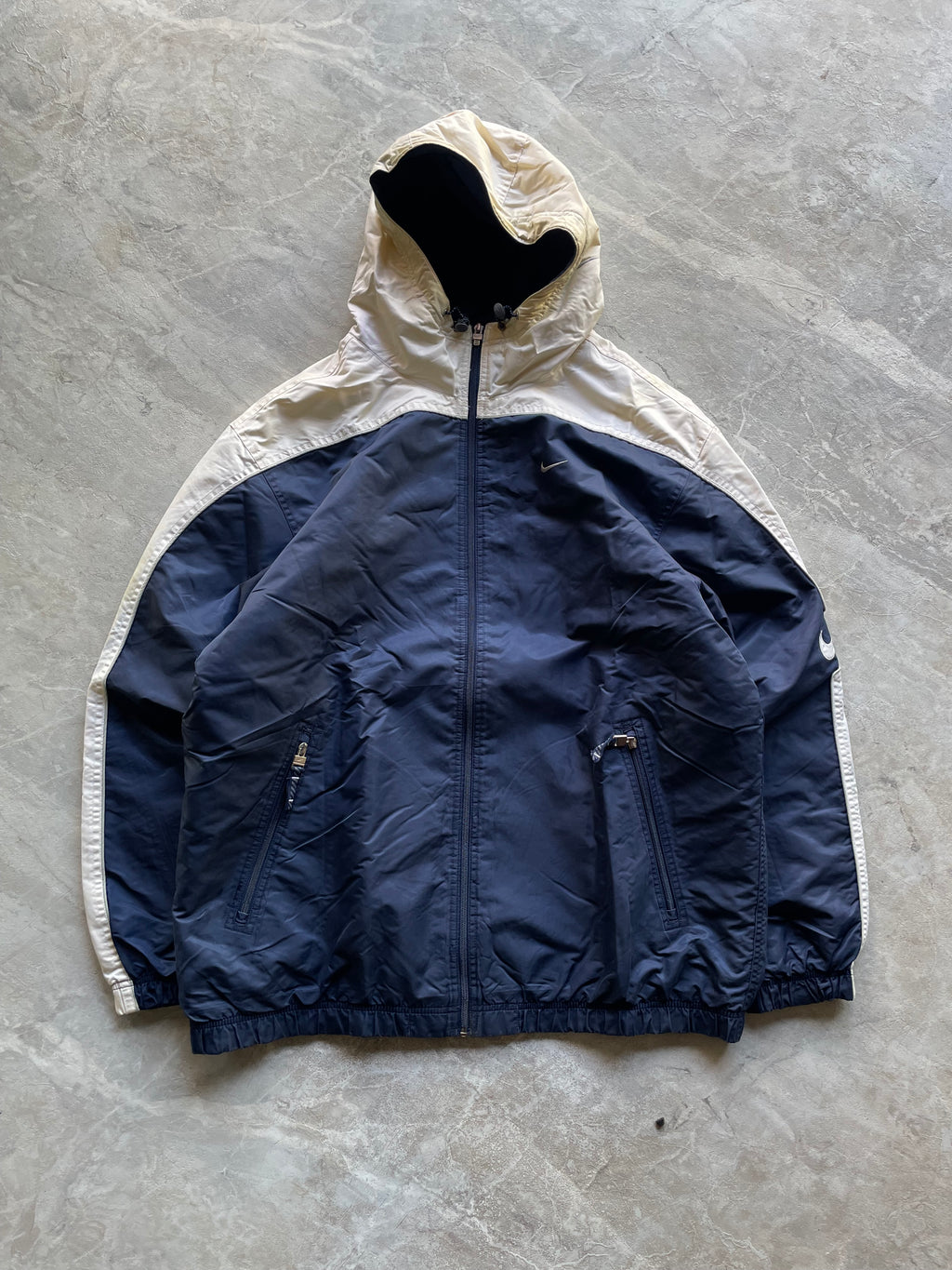 NIKE NAVY BLUE AND WARM COLOR HOODED JACKET-2XL