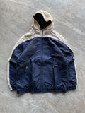 NIKE NAVY BLUE AND WARM COLOR HOODED JACKET-2XL