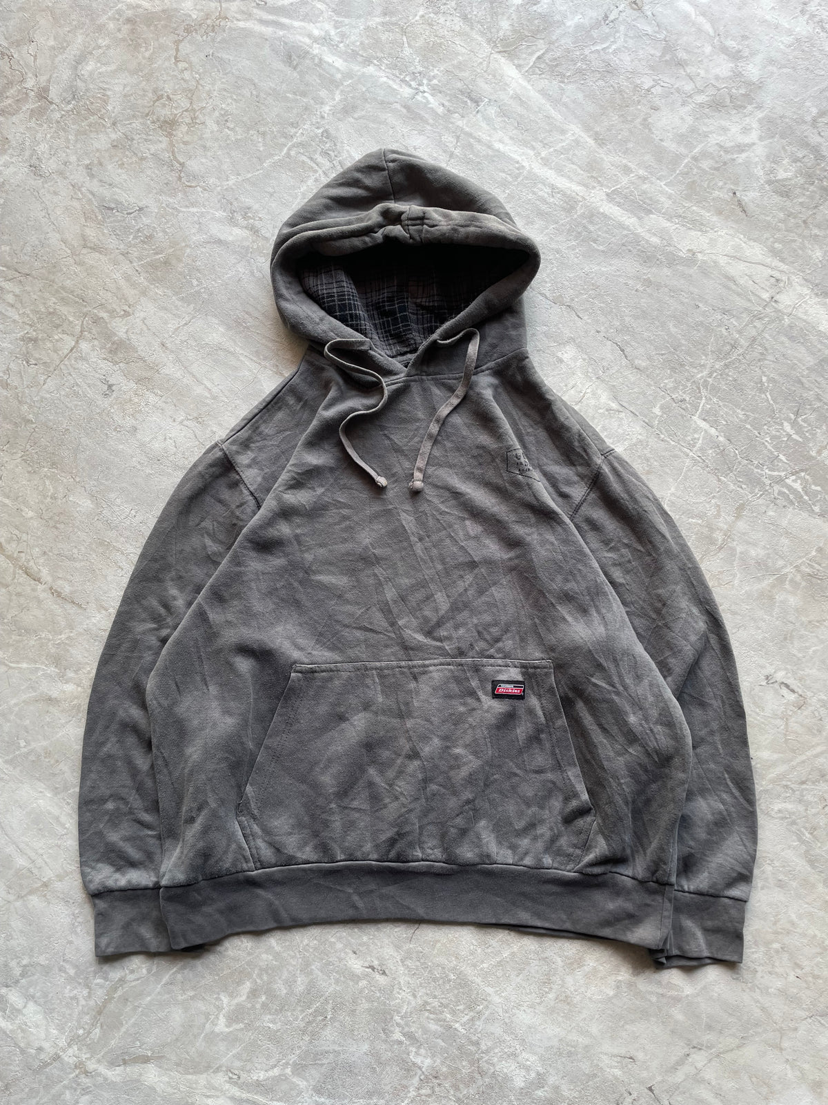 GREY DICKIES FLEECE PULLOVER HOODIE-L-XL