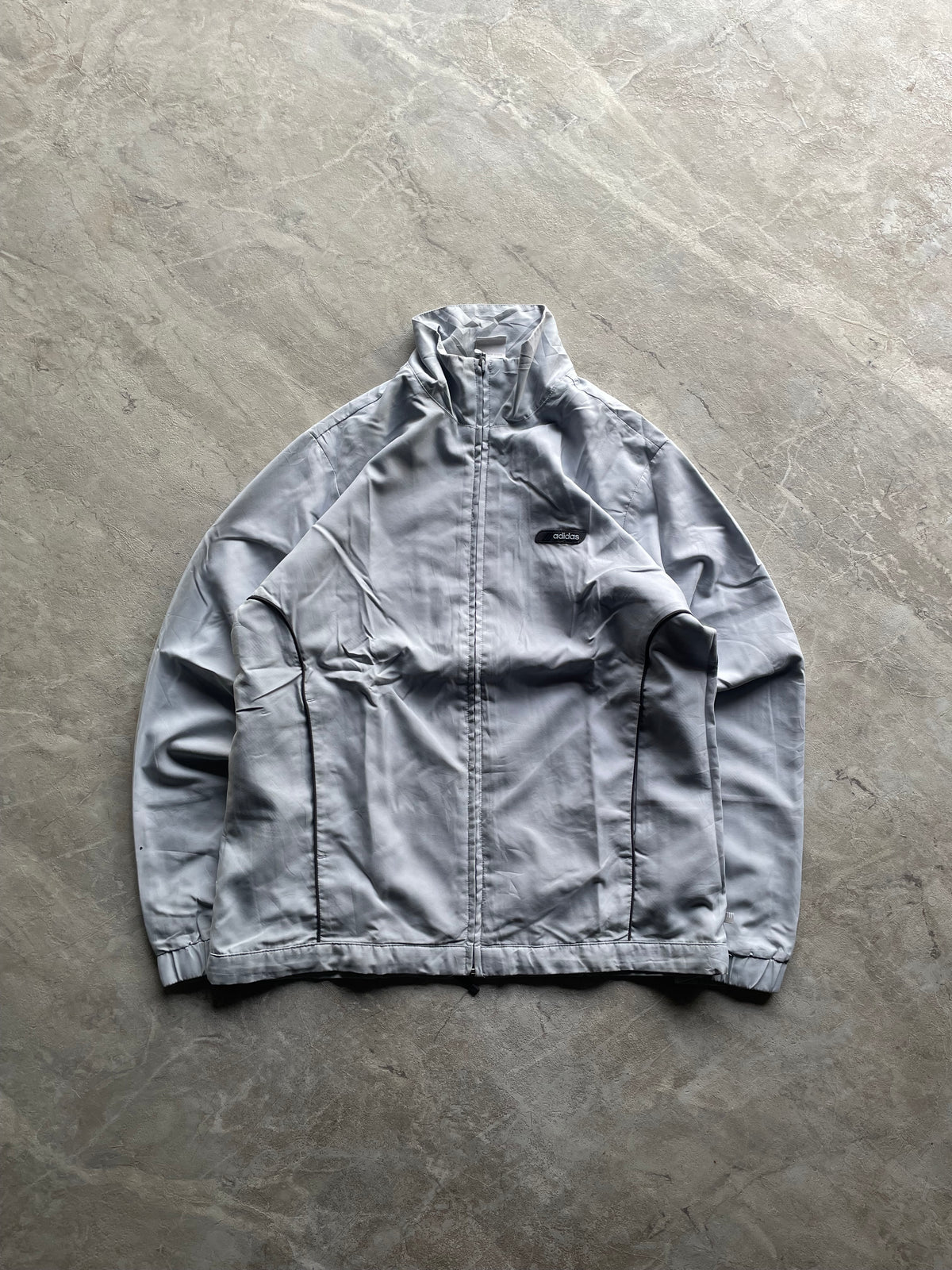 VINTAGE GREY NYLON ZIP TRACK JACKET-S