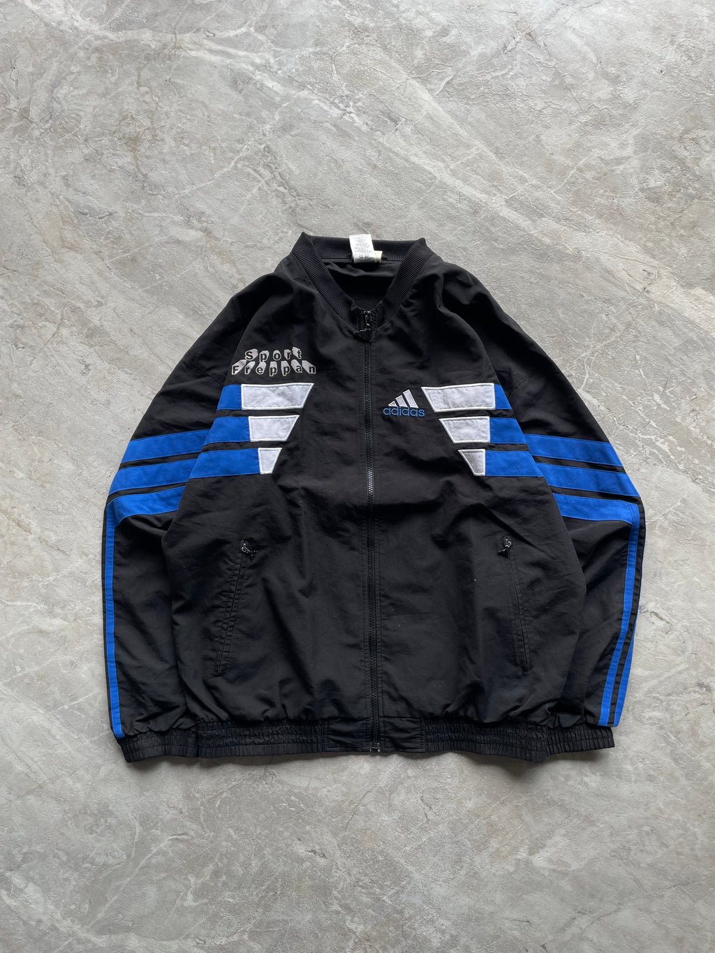 BLACK AND BLUE ADIDAS JACKET-L-XL