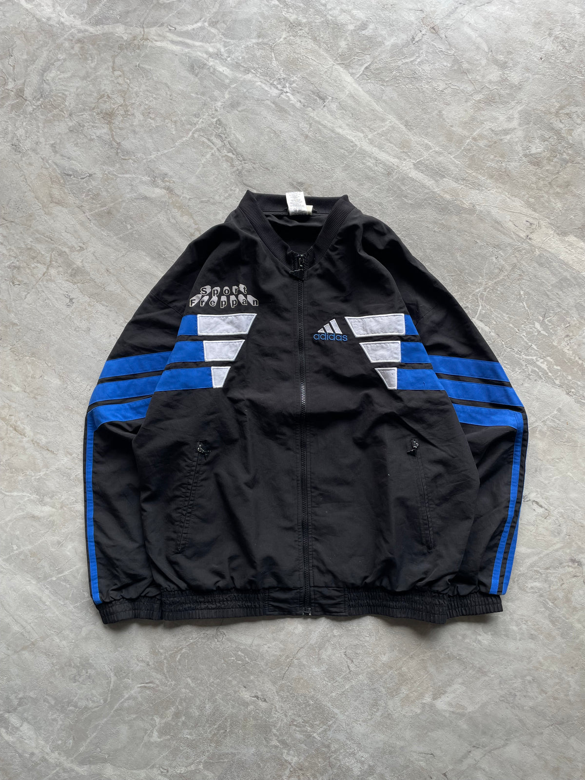 BLACK AND BLUE ADIDAS JACKET-L-XL
