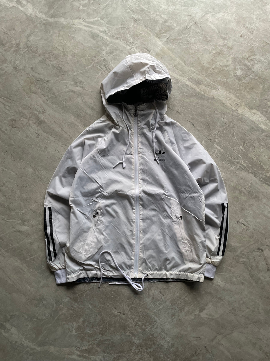 ADIDAS WHITE AND BLACK TRACK JACKET-S-M