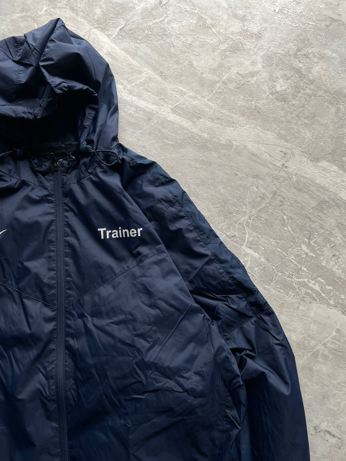 NAVY BLUE NIKE HOODED TRAINING JACKET-L-XL