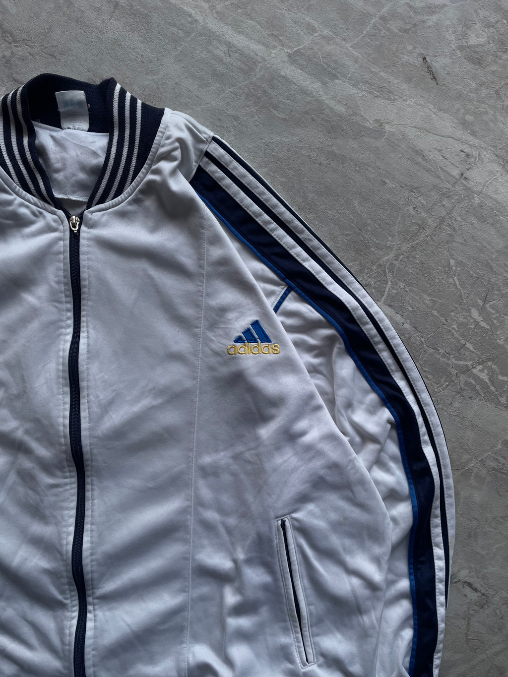 WHITE ADIDAS TEAMGIEST 2.0 TRACK TOP -L