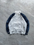 ASICS WHITE AND DARK NAVY COLORBLOCK TRACK JACKET-M