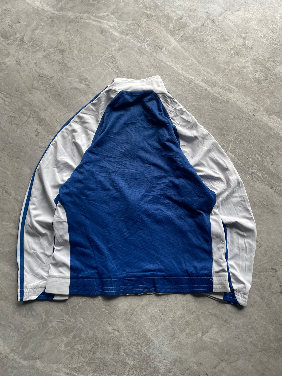 WJITE AND LOYAL BLUE ADIDAS TRACK JACKET-L