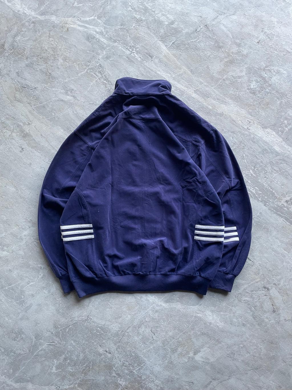 NAVY BLUE ADIDAS FULL-ZIP TRACK JACKET-M-L