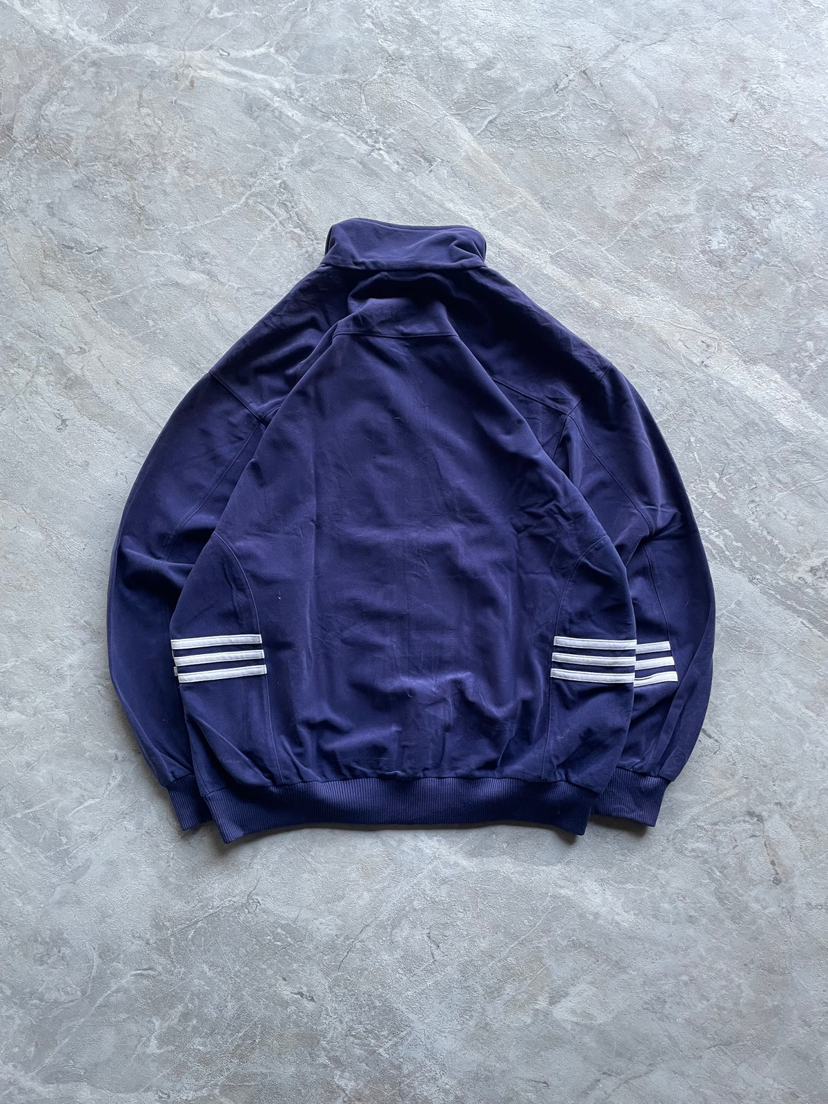 NAVY BLUE ADIDAS FULL-ZIP TRACK JACKET-M-L