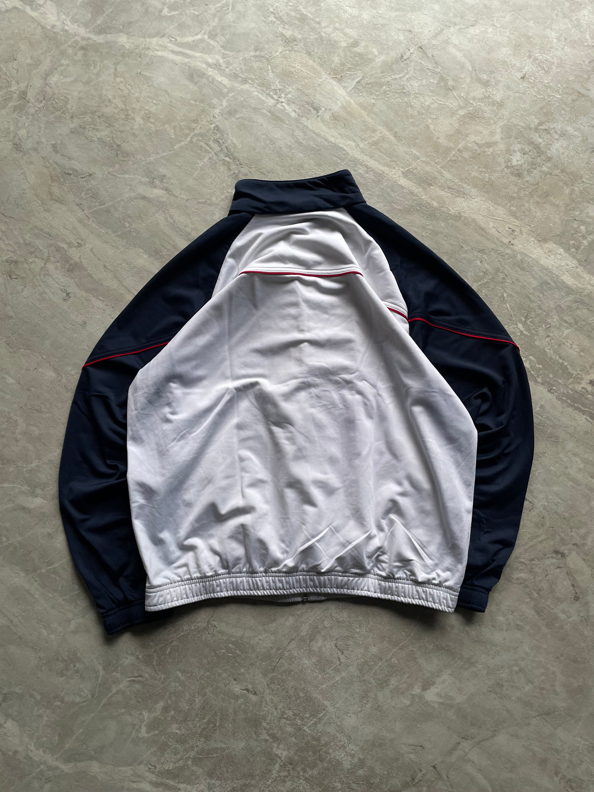 WHITE AND NAVY BLUE NIKE JACKET-XL