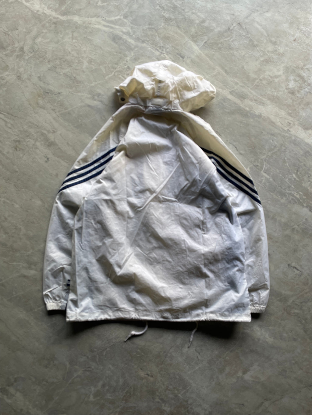 ADIDAS WHITE AND BLACK TRACK JACKET-M-L