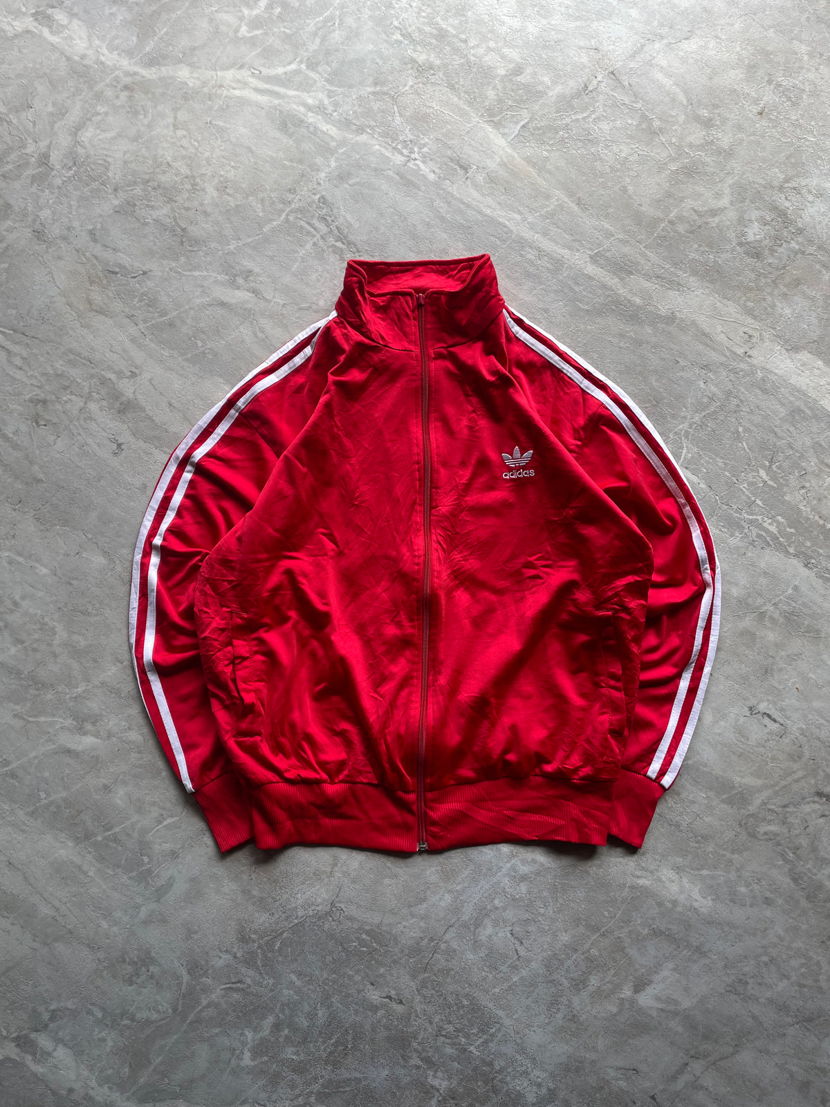 RED ADIDAS THREE LINED BOXY FIT JACKET-M-L