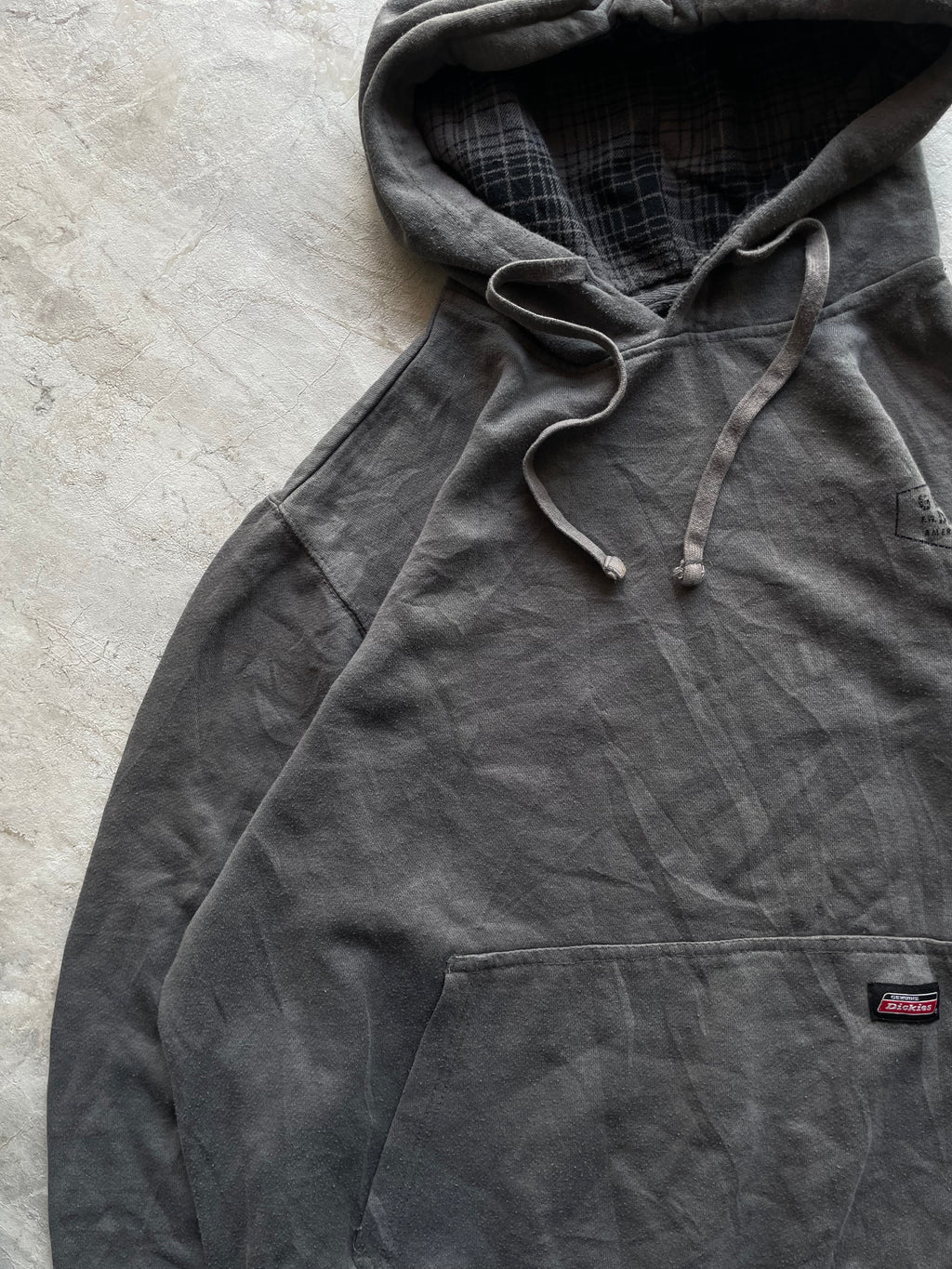 GREY DICKIES FLEECE PULLOVER HOODIE-L-XL