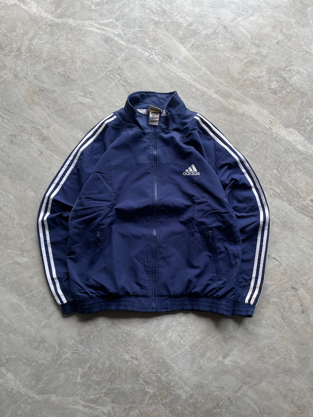 NAVY BLUE ADIDAS TRACK JACKET-L