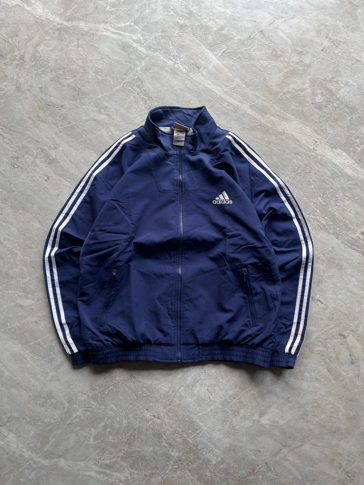 NAVY BLUE ADIDAS TRACK JACKET-L