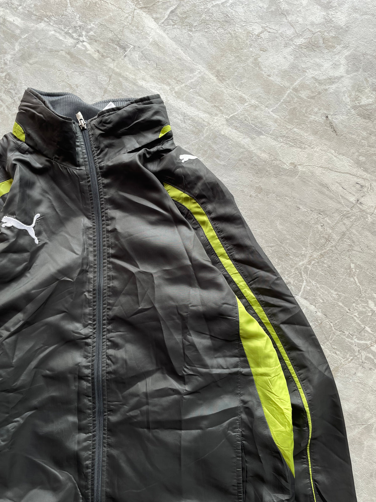 GRAY AND NEON YELLOW PUMA JACKET-M-L