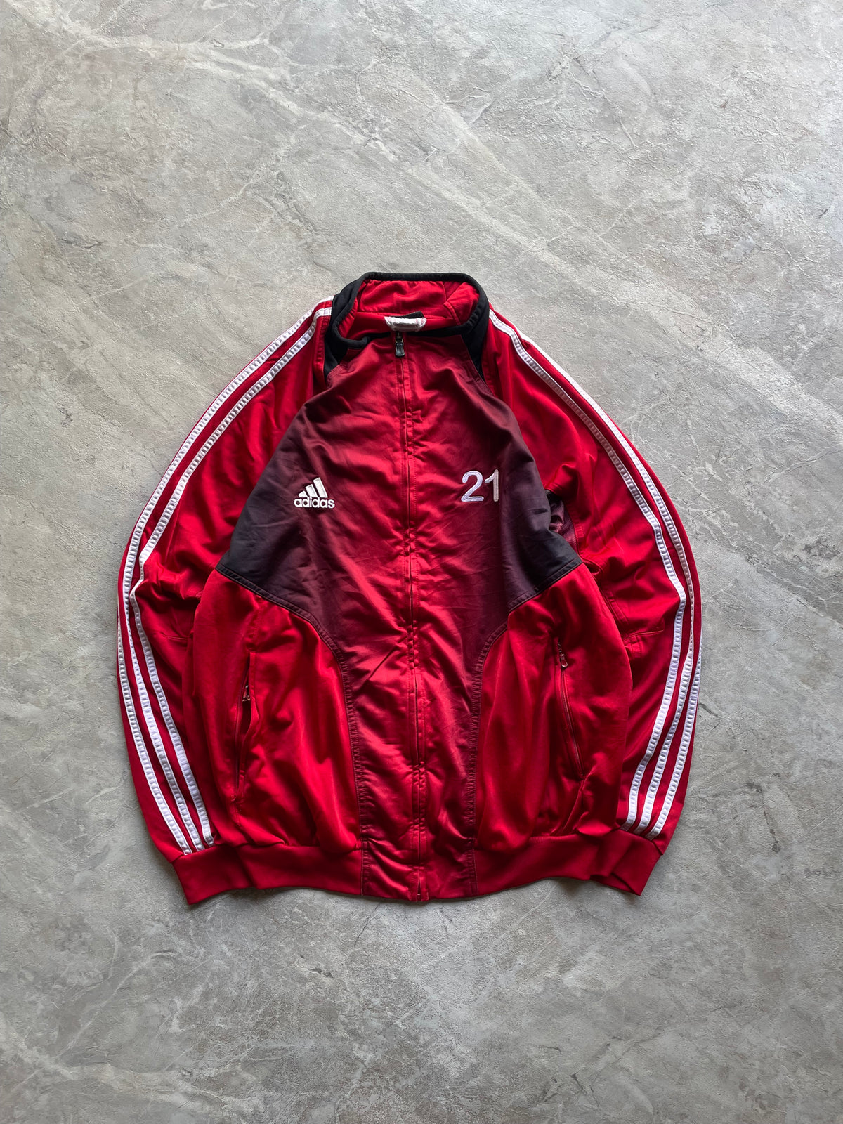 ADIDAS RED AND BLACK SHADED TRACK JACKET-XL