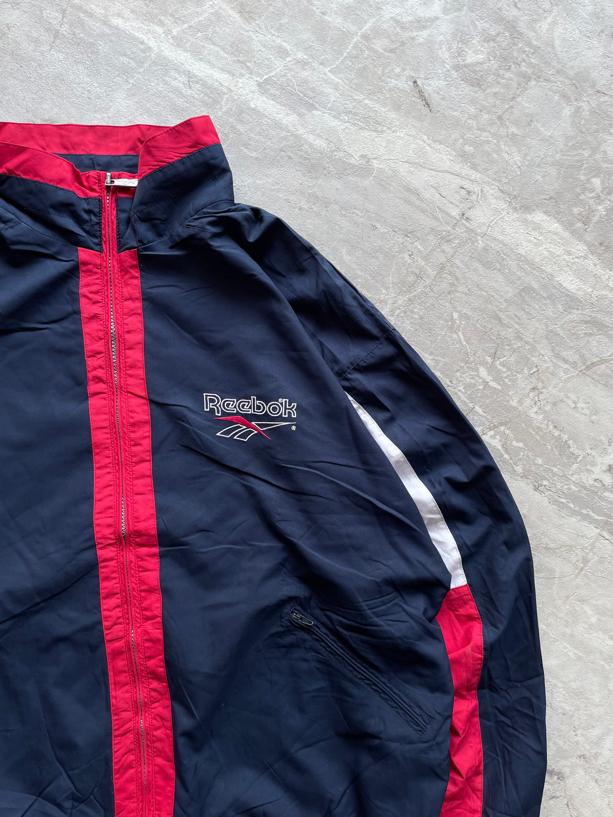 VINTAGE 90s REEBOK WINDBREAKER TRACK JACKET-L