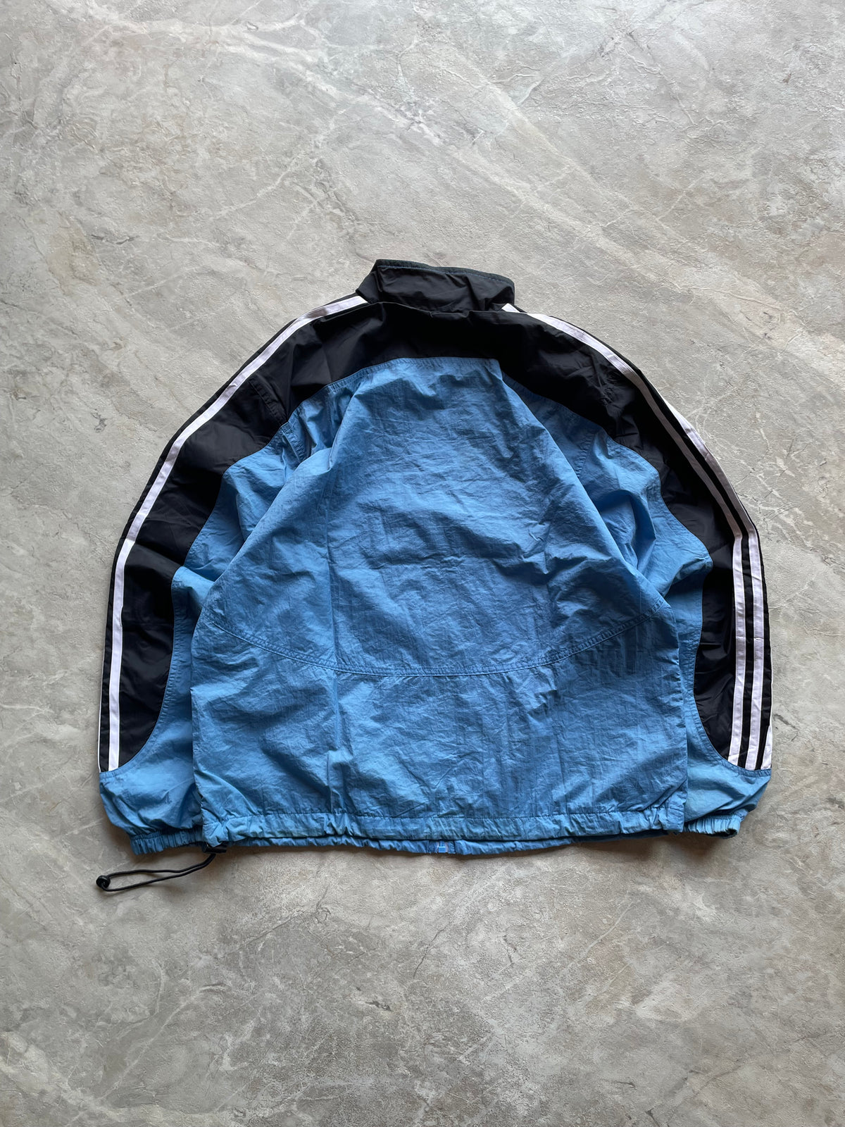 SKYBLUE AND BLACK  ADIDAS THREE LINED TRACK JACKET-M