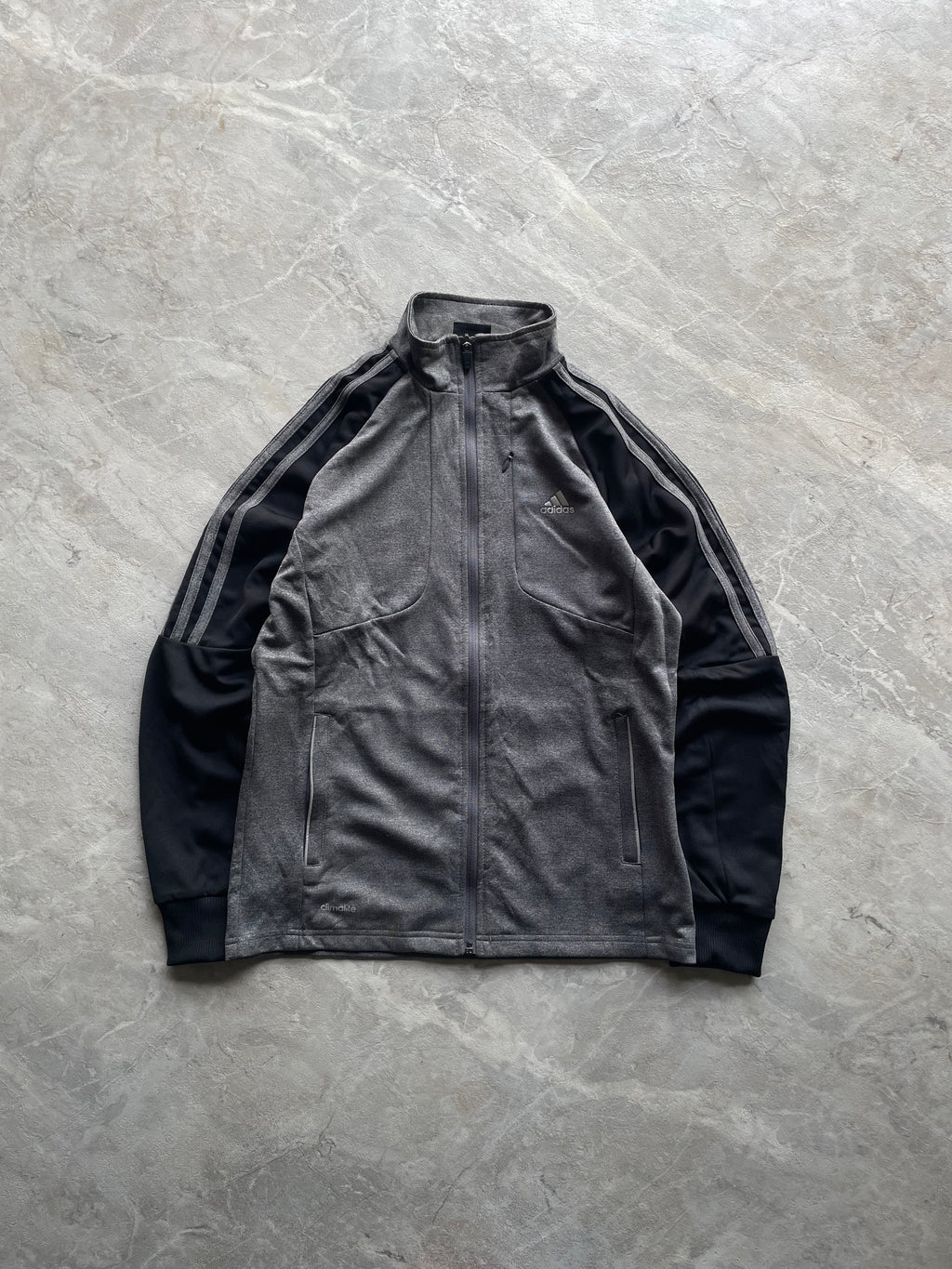 ADIDAS BLACK AND GREY TRACK JACKET-XS