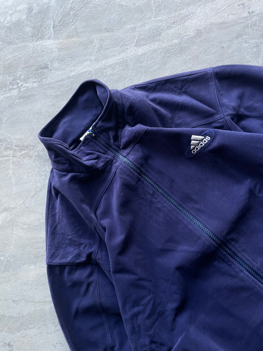 NAVY BLUE ADIDAS FULL-ZIP TRACK JACKET-M-L
